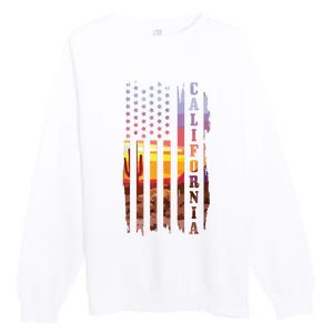 California American Flag Usa Pride Cactus Patriotic Gift Premium Crewneck Sweatshirt