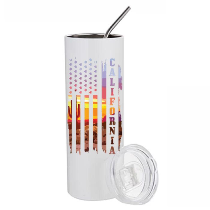 California American Flag Usa Pride Cactus Patriotic Gift Stainless Steel Tumbler