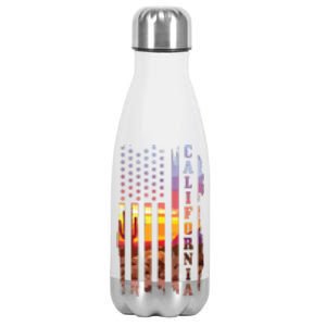 California American Flag Usa Pride Cactus Patriotic Gift Stainless Steel Insulated Water Bottle