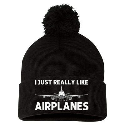 Cool Airplane For Aviation Plane Airplane Pilot Pom Pom 12in Knit Beanie