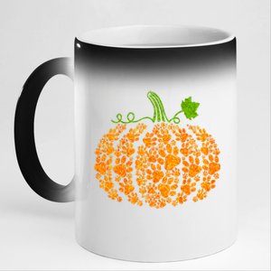 Cute Autumn Fall Pumpkin Dog Cat Paw Print Halloween Gift 11oz Black Color Changing Mug