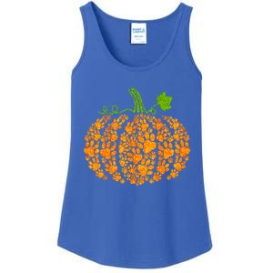 Cute Autumn Fall Pumpkin Dog Cat Paw Print Halloween Gift Ladies Essential Tank