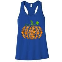 Cute Autumn Fall Pumpkin Dog Cat Paw Print Halloween Gift Women's Racerback Tank