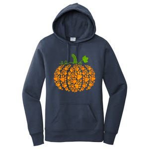 Cute Autumn Fall Pumpkin Dog Cat Paw Print Halloween Gift Women's Pullover Hoodie