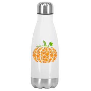 Cute Autumn Fall Pumpkin Dog Cat Paw Print Halloween Gift Stainless Steel Insulated Water Bottle