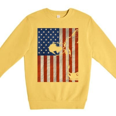 Cow American Flag Cattle Animal Lover Patriotic Gift Funny Gift Premium Crewneck Sweatshirt