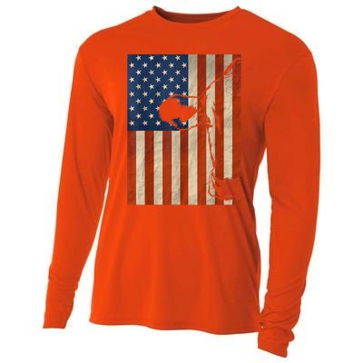 Cow American Flag Cattle Animal Lover Patriotic Gift Funny Gift Cooling Performance Long Sleeve Crew