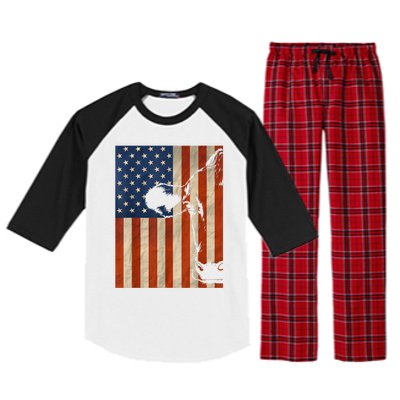 Cow American Flag Cattle Animal Lover Patriotic Gift Funny Gift Raglan Sleeve Pajama Set