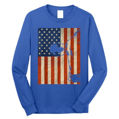 Cow American Flag Cattle Animal Lover Patriotic Gift Funny Gift Long Sleeve Shirt