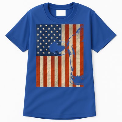 Cow American Flag Cattle Animal Lover Patriotic Gift Funny Gift Tall T-Shirt