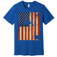 Cow American Flag Cattle Animal Lover Patriotic Gift Funny Gift Premium T-Shirt