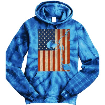 Cow American Flag Cattle Animal Lover Patriotic Gift Funny Gift Tie Dye Hoodie