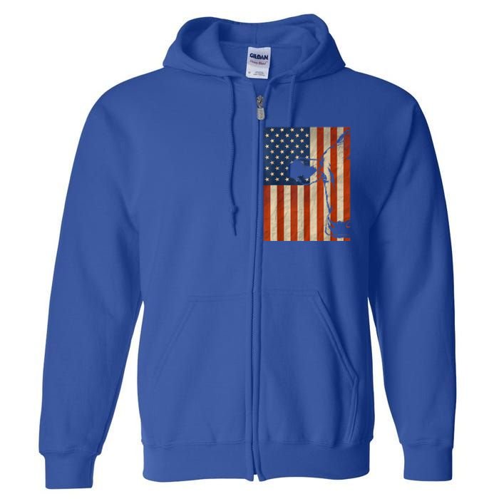 Cow American Flag Cattle Animal Lover Patriotic Gift Funny Gift Full Zip Hoodie