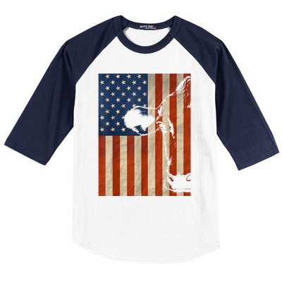 Cow American Flag Cattle Animal Lover Patriotic Gift Funny Gift Baseball Sleeve Shirt