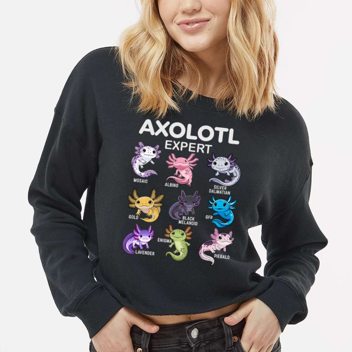 Cute Axolotl For & Or  - Axolotl Cropped Pullover Crew