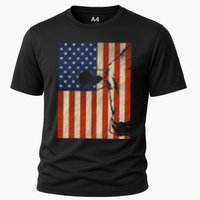 Cow American Flag Cattle Animal Lover Patriotic 4th Of July Cooling Performance Crew T-Shirt