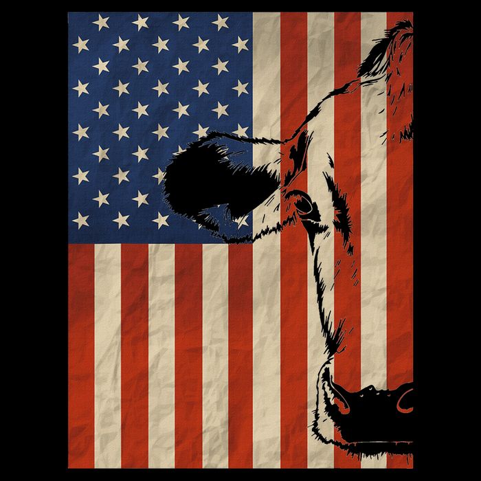 Cow American Flag Cattle Animal Lover Patriotic 4th Of July Cooling Performance Crew T-Shirt