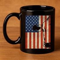 Cow American Flag Cattle Animal Lover Patriotic 4th Of July 11oz C Handle Ceramic Mug