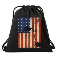 Cow American Flag Cattle Animal Lover Patriotic 4th Of July Drawstring Bag