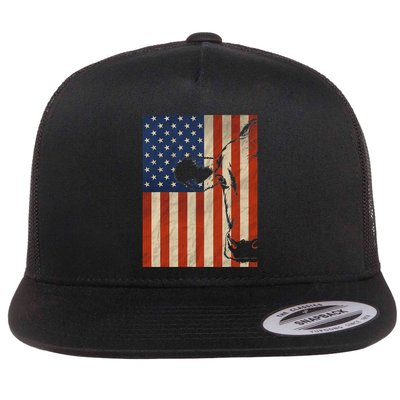 Cow American Flag Cattle Animal Lover Patriotic 4th Of July Flatbill Hat