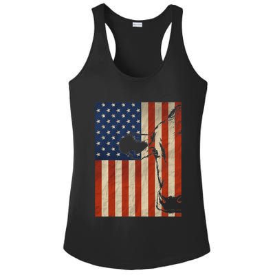 Cow American Flag Cattle Animal Lover Patriotic 4th Of July Ladies PosiCharge Competitor Racerback Tank