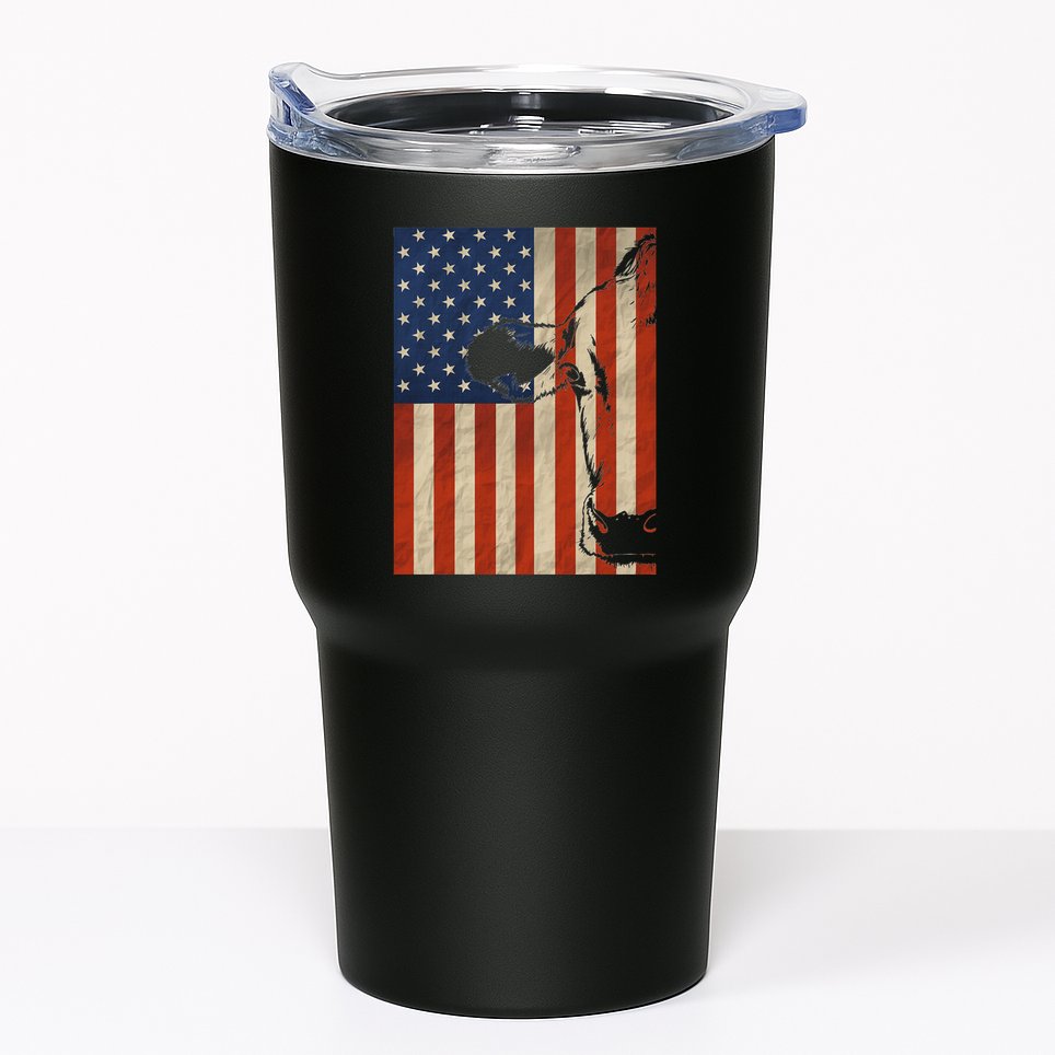 Cow American Flag Cattle Animal Lover Patriotic 4th Of July Tumbler