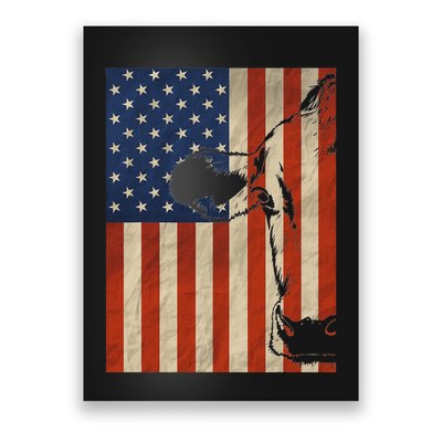 Cow American Flag Cattle Animal Lover Patriotic 4th Of July Poster