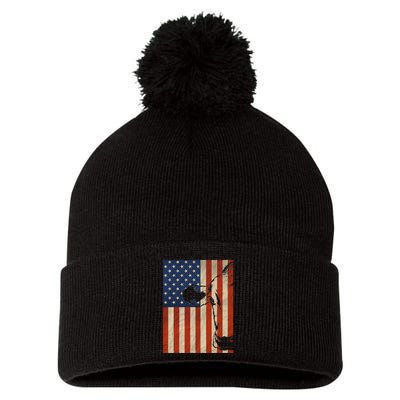 Cow American Flag Cattle Animal Lover Patriotic 4th Of July Pom Pom 12in Knit Beanie