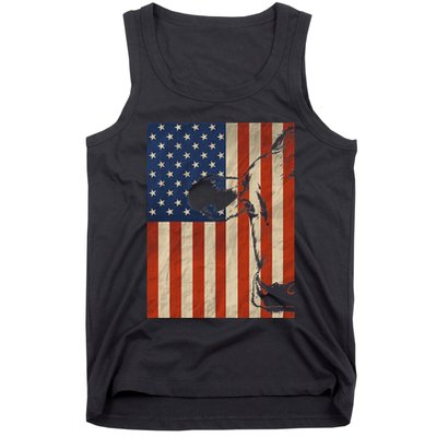 Cow American Flag Cattle Animal Lover Patriotic 4th Of July Tank Top