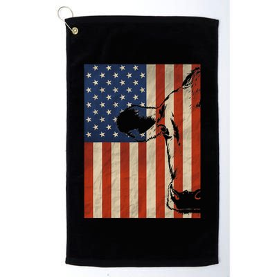 Cow American Flag Cattle Animal Lover Patriotic 4th Of July Golf Towel