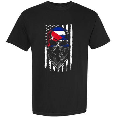 Cuban American Flag Vintage Skull Pride Roots Patriotic Cuba Garment-Dyed Heavyweight T-Shirt