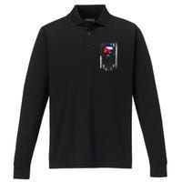 Cuban American Flag Vintage Skull Pride Roots Patriotic Cuba Performance Long Sleeve Polo