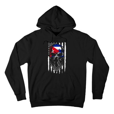 Cuban American Flag Vintage Skull Pride Roots Patriotic Cuba Hoodie