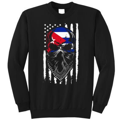 Cuban American Flag Vintage Skull Pride Roots Patriotic Cuba Sweatshirt