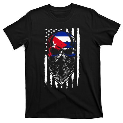 Cuban American Flag Vintage Skull Pride Roots Patriotic Cuba T-Shirt