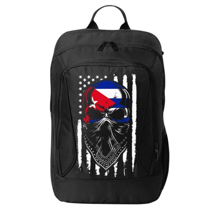 Cuban American Flag Vintage Skull Pride Roots Patriotic Cuba City Backpack