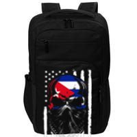 Cuban American Flag Vintage Skull Pride Roots Patriotic Cuba Impact Tech Backpack