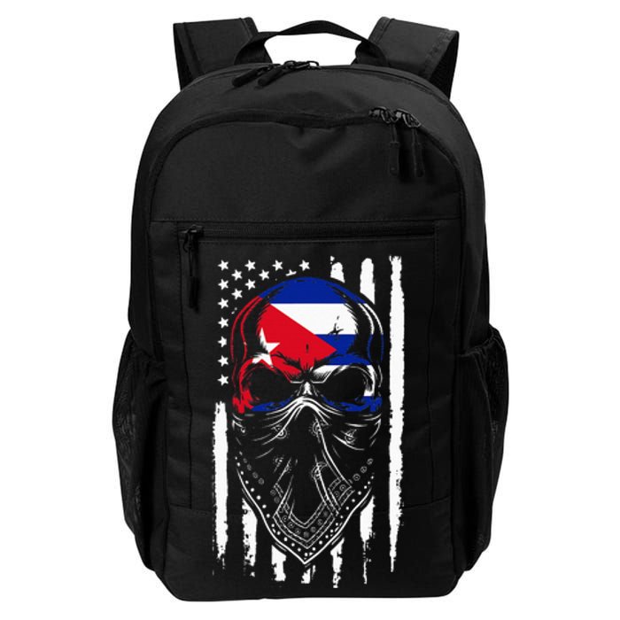 Cuban American Flag Vintage Skull Pride Roots Patriotic Cuba Daily Commute Backpack