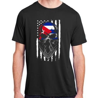 Cuban American Flag Vintage Skull Pride Roots Patriotic Cuba Adult ChromaSoft Performance T-Shirt