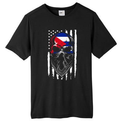 Cuban American Flag Vintage Skull Pride Roots Patriotic Cuba Tall Fusion ChromaSoft Performance T-Shirt