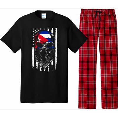 Cuban American Flag Vintage Skull Pride Roots Patriotic Cuba Pajama Set