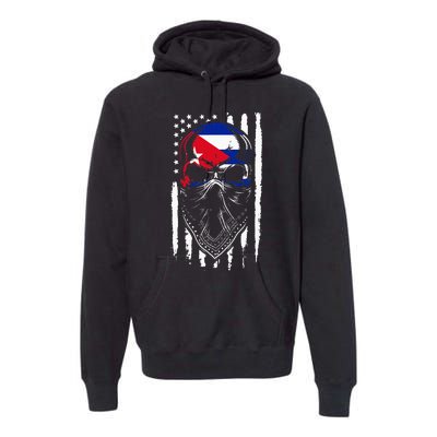 Cuban American Flag Vintage Skull Pride Roots Patriotic Cuba Premium Hoodie