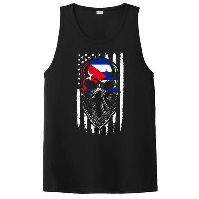 Cuban American Flag Vintage Skull Pride Roots Patriotic Cuba PosiCharge Competitor Tank