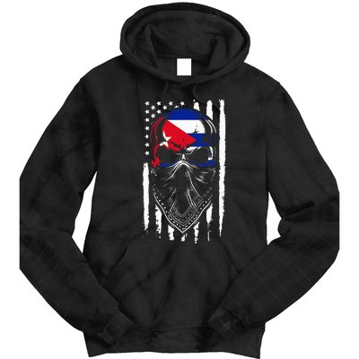 Cuban American Flag Vintage Skull Pride Roots Patriotic Cuba Tie Dye Hoodie