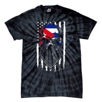 Cuban American Flag Vintage Skull Pride Roots Patriotic Cuba Tie-Dye T-Shirt