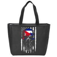 Cuban American Flag Vintage Skull Pride Roots Patriotic Cuba Zip Tote Bag