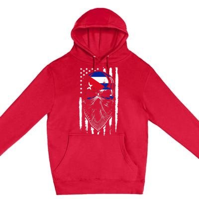 Cuban American Flag Vintage Skull Pride Roots Patriotic Cuba Premium Pullover Hoodie