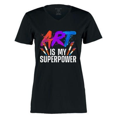 Cool Art For Men Women Art Teacher Artist Painter Superpower Women's Momentum V-Neck T-Shirt