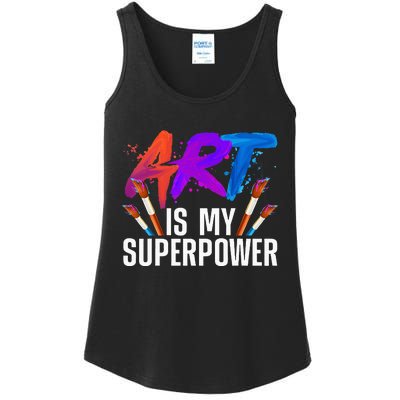 Cool Art For Men Women Art Teacher Artist Painter Superpower Ladies Essential Tank