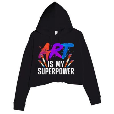 Cool Art For Men Women Art Teacher Artist Painter Superpower Crop Fleece Hoodie